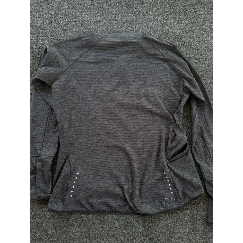 Nike Dri-FIT Quarter Zip Pullover Womens Large Dark Gray Heather Thumb Holes Run